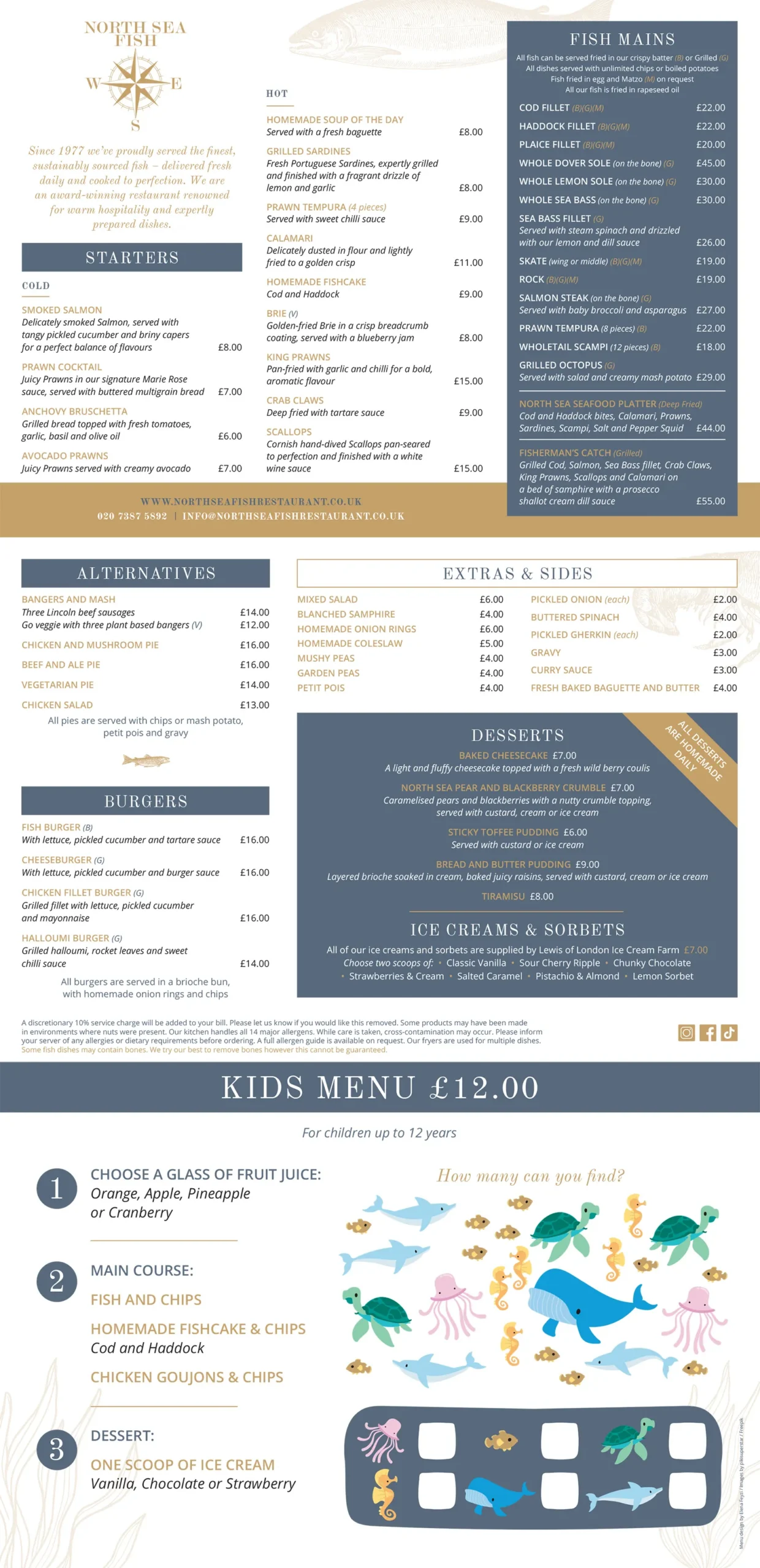 Menu du restaurant North Sea Fish